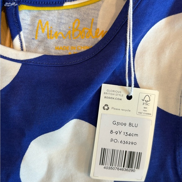 Mini Boden NWT Girls' Blue Polka Dot Dress - Picture 3 of 5